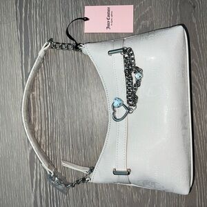 Juicy Couture White Shoulder Bag with Chain Accent